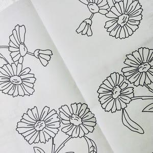 Vintage Iron On Hand Embroidery Transfer by Deightons K16015, Silver Daisy Motifs, Wild Flowers