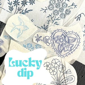 Lucky Dip Bundle of 20+ Assorted Vintage Embroidery Transfers, Mixed Lot of Floral, Animal and Whimsical Designs for Upcycling Clothing Etc