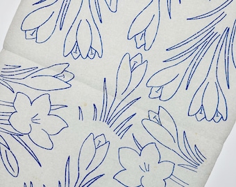 Vintage Embroidery Transfer by Deightons, 1940s Spring Flowers Iron-On Pattern- Daffodil and Crocus