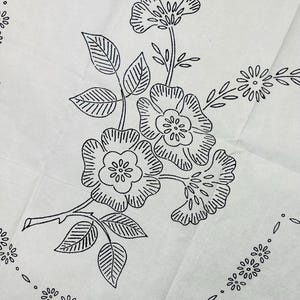 Vintage Hand Embroidery Iron-On Transfer Pattern, Runner End Border, Floral Spray and Daisy Trim