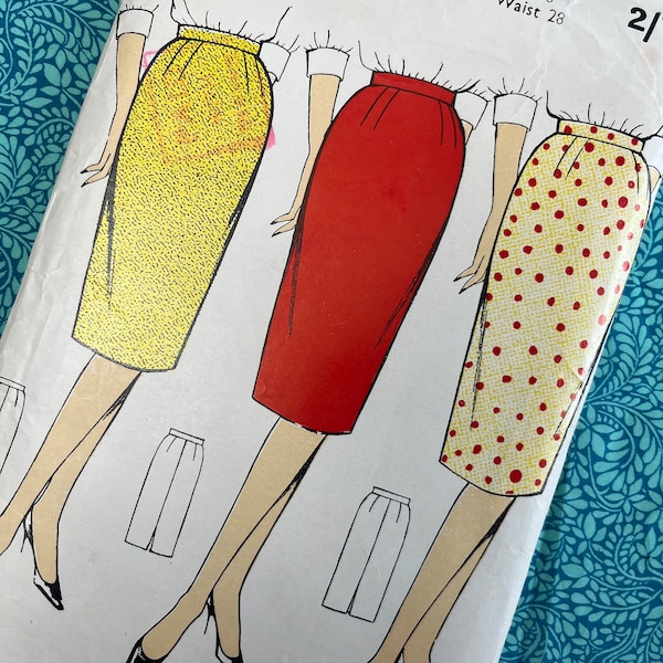 Hips 38" Vintage 60s Le Roy Weldons Sewing Pattern 2388, Pencil Skirt in Size 16, Waist 28 Inches