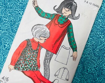 Age 9-10 Vintage Uncut 60s Maudella Sewing Pattern 5524, Girls Blouse and Pinafore Dress,