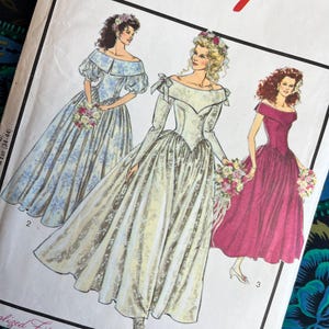 Bust 31.5-40” Uncut Vintage 90s Style Sewing Pattern 1678, Romantic Historical Wedding Dress, Off Shoulder, Basque, Victorian Fairytale