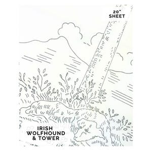 Patrón de bordado a mano de perro lobo irlandés celta – Transferencia termoadhesiva medieval – Diseño histórico de lino grande de 50 cm, bordado celta vikingo.