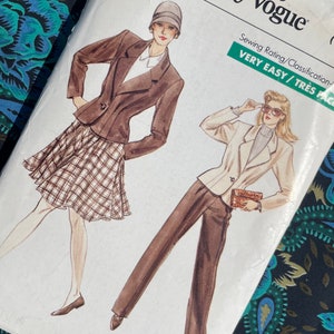 Bust 31.5-34&quot; Vintage 80s Vogue Sewing Pattern 7337, Fitted Jacket, Flared Skirt & Tailored Pants