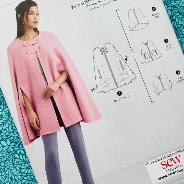 Bust 30.5-46” Uncut Simplicity Sewing Pattern K8473, Ladies Cape, Pattern Hacking, Cloak, Coat