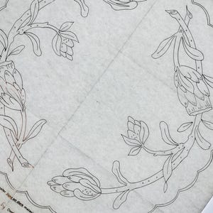 Large 20" Embroidery Transfer, Round Botanical Motif, Exotic Protea Flower, Iron-On Transfer Pattern by Deightons