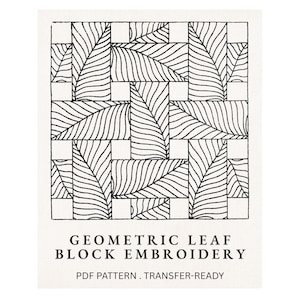 1930s Geometric Leaf Hand Embroidery Pattern PDF – Basket Weave Repeat Design – Vintage Art Deco Textile Style – Instant Download