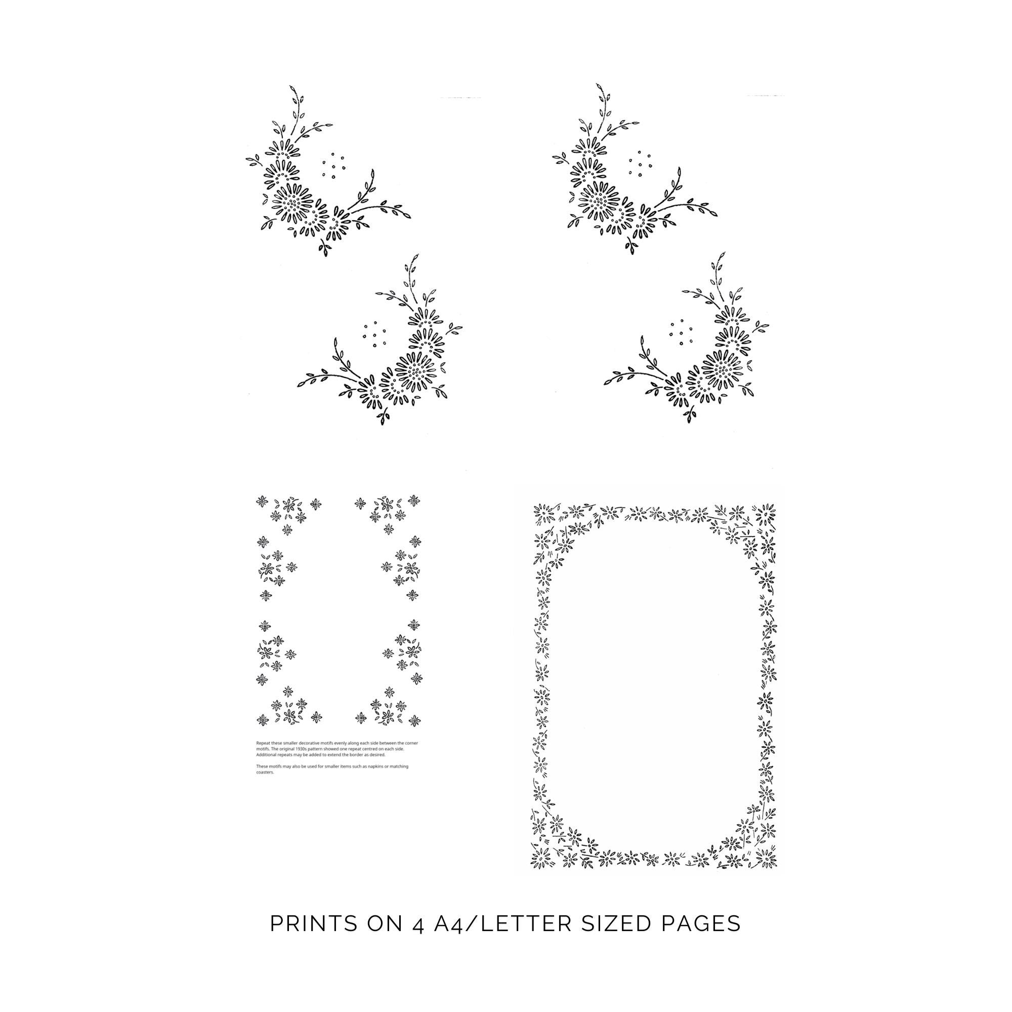 Vintage Tablecloth Hand Embroidery Pattern PDF- Floral Centrepiece ...