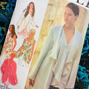 Bust 31.5-36&quot; Vintage Style Sewing Pattern 2434, Floaty Boho Waterfall Blouses, Y2K Draped Tops with Tie Front or Loops, Romantic Boho
