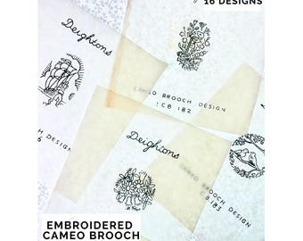 Transferencias de bordado para broches o colgantes camafeos vintage de Deighton: elige tu diseño