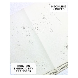 シンプルな花柄のヴィンテージ刺繍転写、衣類、ネックライン、袖口用、Deightons K5096、ドレスメーカー用アイロン接着式刺繍デザイン