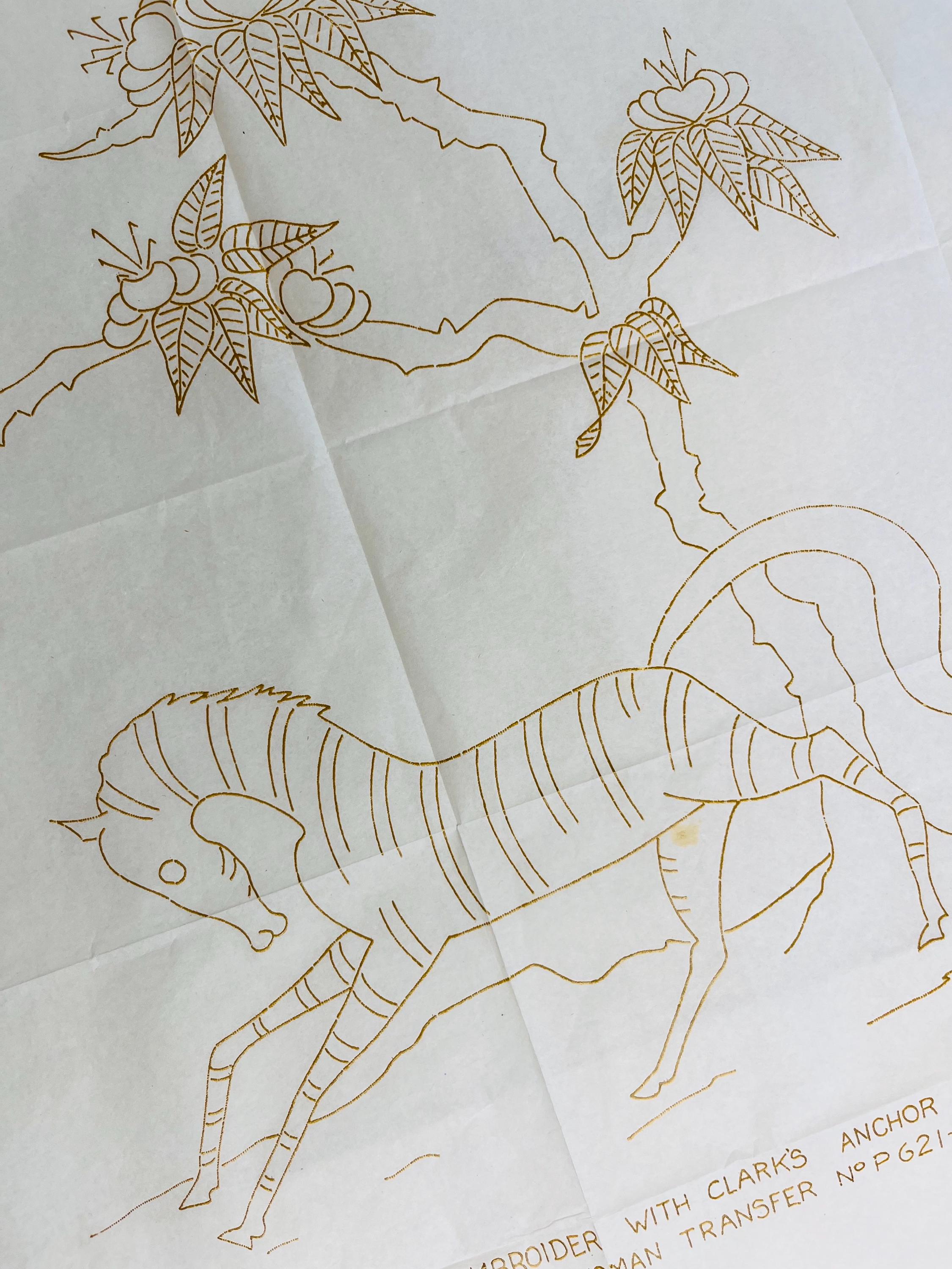 ヴィンテージアイロン刺繍転写紙 P621-D76、ミッドセンチュリーの