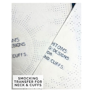 Vintage Smocking Dots Iron-On Transfer by Deightons, Necks and Cuffs Guide, Hot Iron Transfer