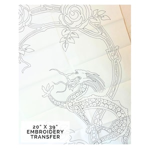 Large 40" Chinese Dragon Embroidery Transfer, Vintage Iron-On Transfer Pattern by Deightons FX13489,