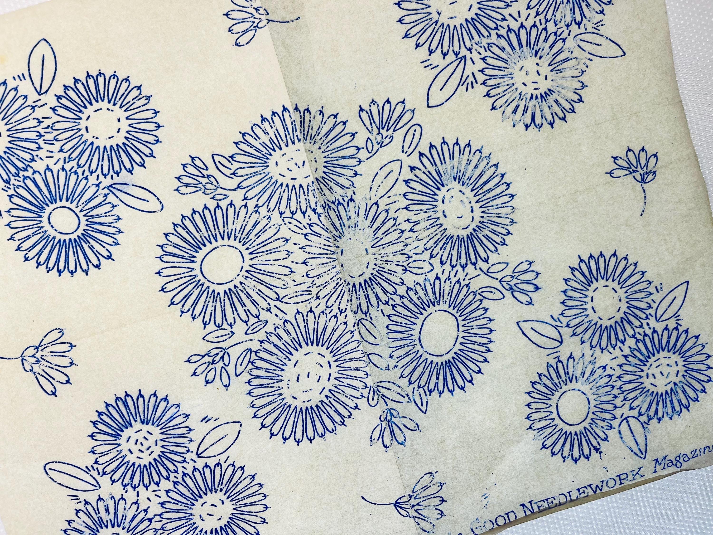 1930年代のヴィンテージ手刺繍アイロン転写デザイン、レイジーデイジー