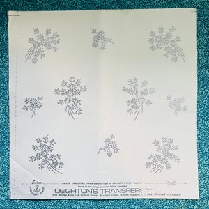 Vintage Hand Embroidery Design Deightons Silver Transfer, Selection of Floral Motifs, Printing Error