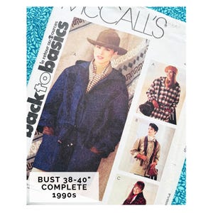 Vintage 1990s McCalls Sewing Pattern for Women 6669, Oversized Raincoat Parka Jacket with Hood, Bust 38-40”