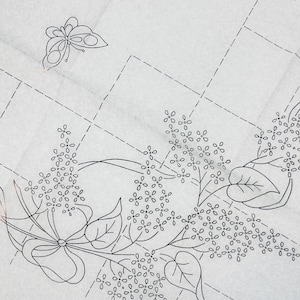 Vintage Embroidery Transfer by Deightons W2679, Wildflower Corner Design with Butterfly, Large 20" Iron-On Pattern Sheet, Tablecloth
