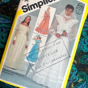 Bust 32.5&quot; Vintage 80s Simplicity Sewing Pattern 5217, Gunne Sax, Prairie meets Victorian Inspired Wedding Dress, Frill, Ruffle, Tiered