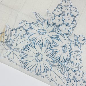 Vintage Hand Embroidery Transfer by Old Bleach, Dahlia and Phlox Wildflower Design, Floral Iron-On Pattern