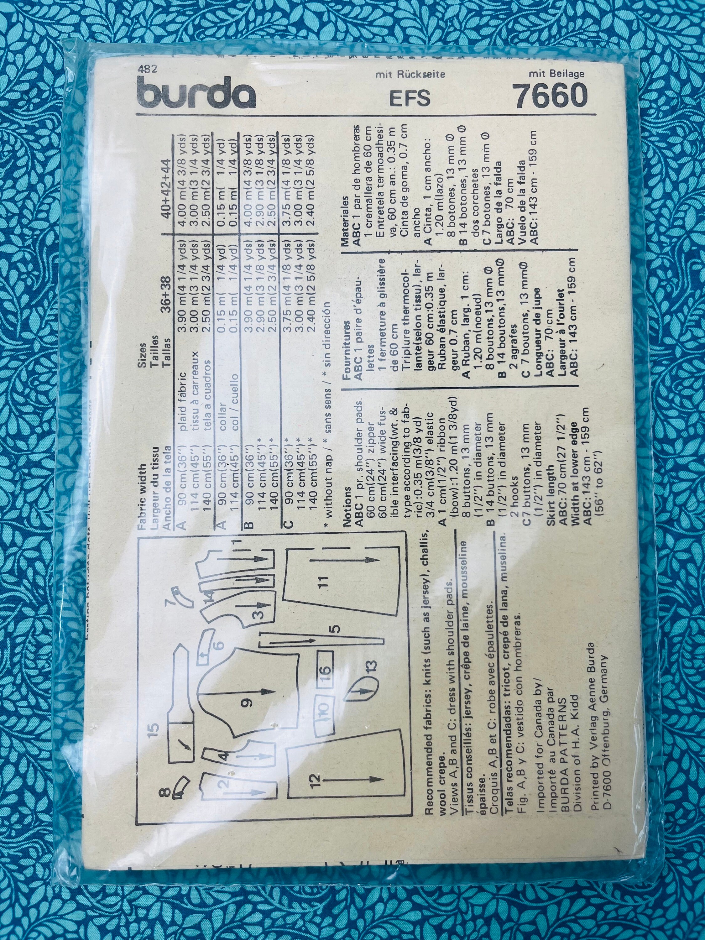 Vintage Uncut Burda Sewing Pattern 7660 Ladies Set Dress With - Etsy