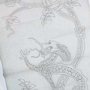 Grand motif de broderie de dragon chinois de 40 pouces, motif thermocollant vintage de Deightons FX13489,