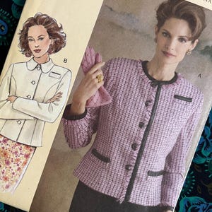 Bust 32-36&quot; Uncut Vogue Today&#39;s Fit by Sandra Betzina Sewing Pattern V8043, Ladies Elegant Jacket, Boxy, Collarless, Tweed