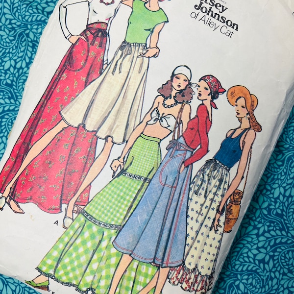 Hips 34.5" Vintage 70s Butterick Sewing Pattern 489 Betsey Johnson of Alley Cat Skirt Ruffle Tiered, 25" Waist, INCOMPLETE SEE DESCRIPTION