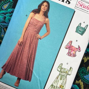 Bust 30.5-46” Uncut McCalls Sewing Pattern M8282, Ruched Bodice Sundress or Crop Top, Puff Sleeve Boho Blouse, Tiered Mini Dress Cottagecore