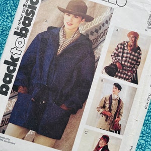 Bust 38-40” Vintage McCalls Sewing Pattern 6669, Ladies Oversized Parka Jacket with Hood, Belted Raincoat, Loose Fit, Size 16 18