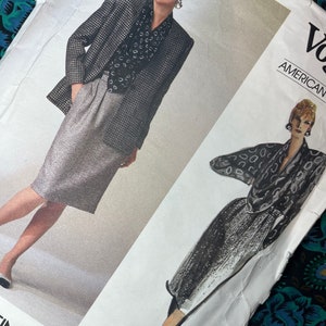 Vogue American Designer Pattern, Bust 36" Vintage 1980s Sewing Pattern for Women 1755, Anne Klein Cowl Neck Top, Skirt and Jacket