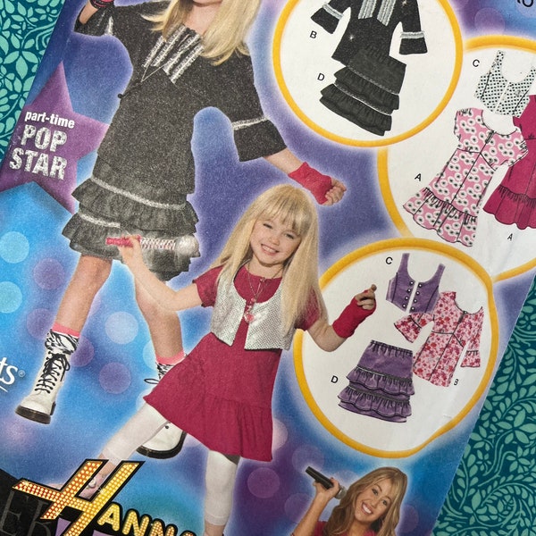 Age 7-14 Simplicity Sewing Pattern 2630, Girls Costume Pattern for Pop Star, Y2K Country Singer Cosplay, Age 7 - 14 Hannah