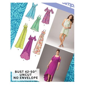 Bust 42-50” Uncut Simplicity Sewing Pattern for Women 1659, Empire Waist Dress, Evening Gowns, Halter, Romantic Maxi 20 - 28