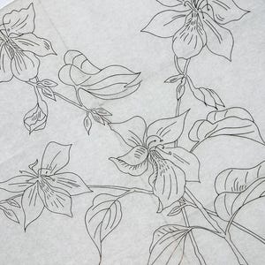 Vintage Embroidery Transfer, Large 20" Sheet with Tropical Flower Design, Orchid Tree