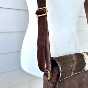 Cowhide Crossbody Bag with Fringes Western Purse Turquoise Handbag Clutch Brown Leather | Real Hair on Cow Hide | Gifts for Her