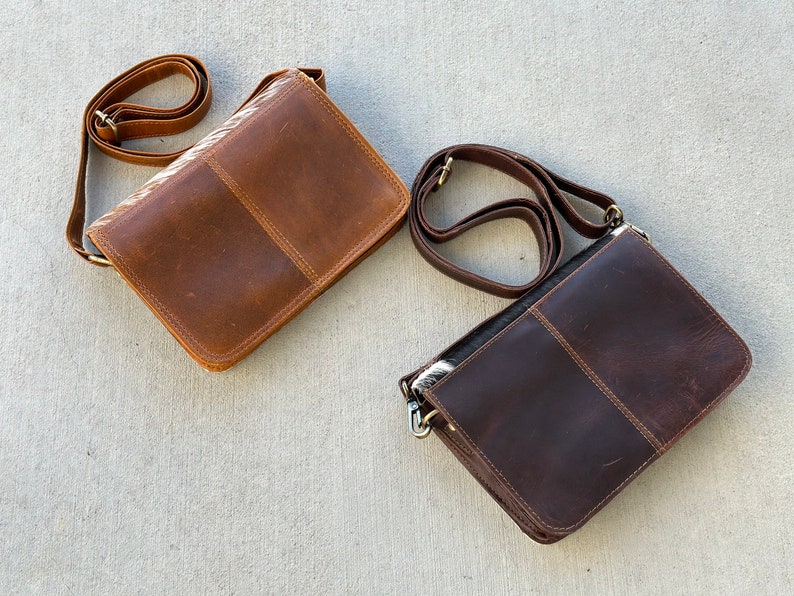 Cowhide Leather Crossbody Purse Western