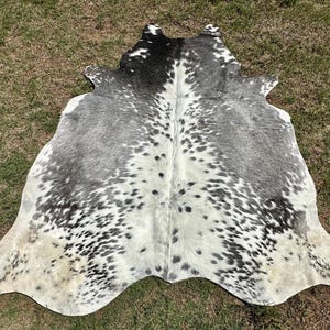 Gray Cowhide Rug: Genuine Leather Area Rug - Western Farmhouse Decor