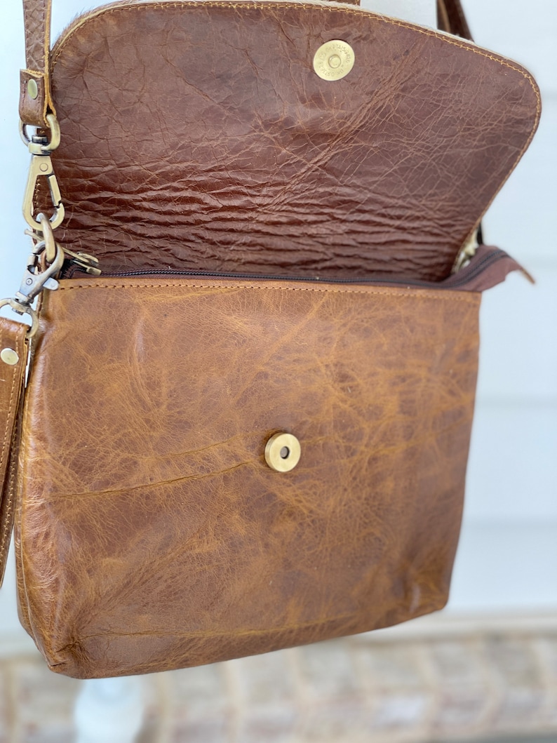 Cowhide Leather Western Crossbody Purse Handbag Clutch Bag Brown Cow Hide | Cowgirl Gifts
