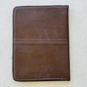 Real Hair on Cowhide Hand Tooled Leather Folio Case Portfolio Organizer in Dark Brown Western Corporate Gifts
