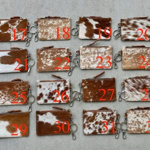 Western Cowhide Keychain Wallet Credit Card Holder Case Change Coin Purse Cowgirl Gifts for Her