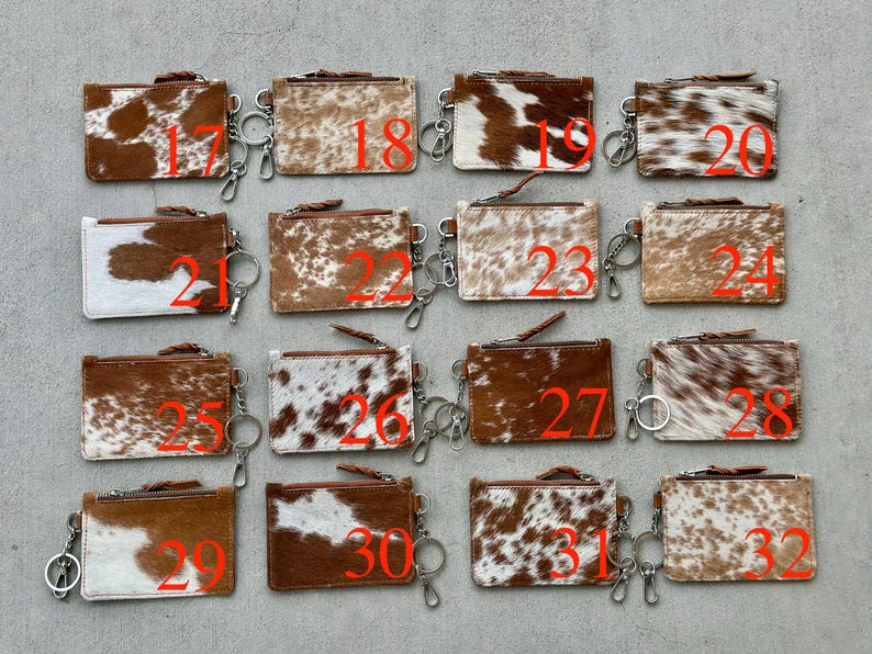 Western Cowhide Keychain Wallet Credit Card Holder Case Change Coin Purse Cowgirl Gifts for Her