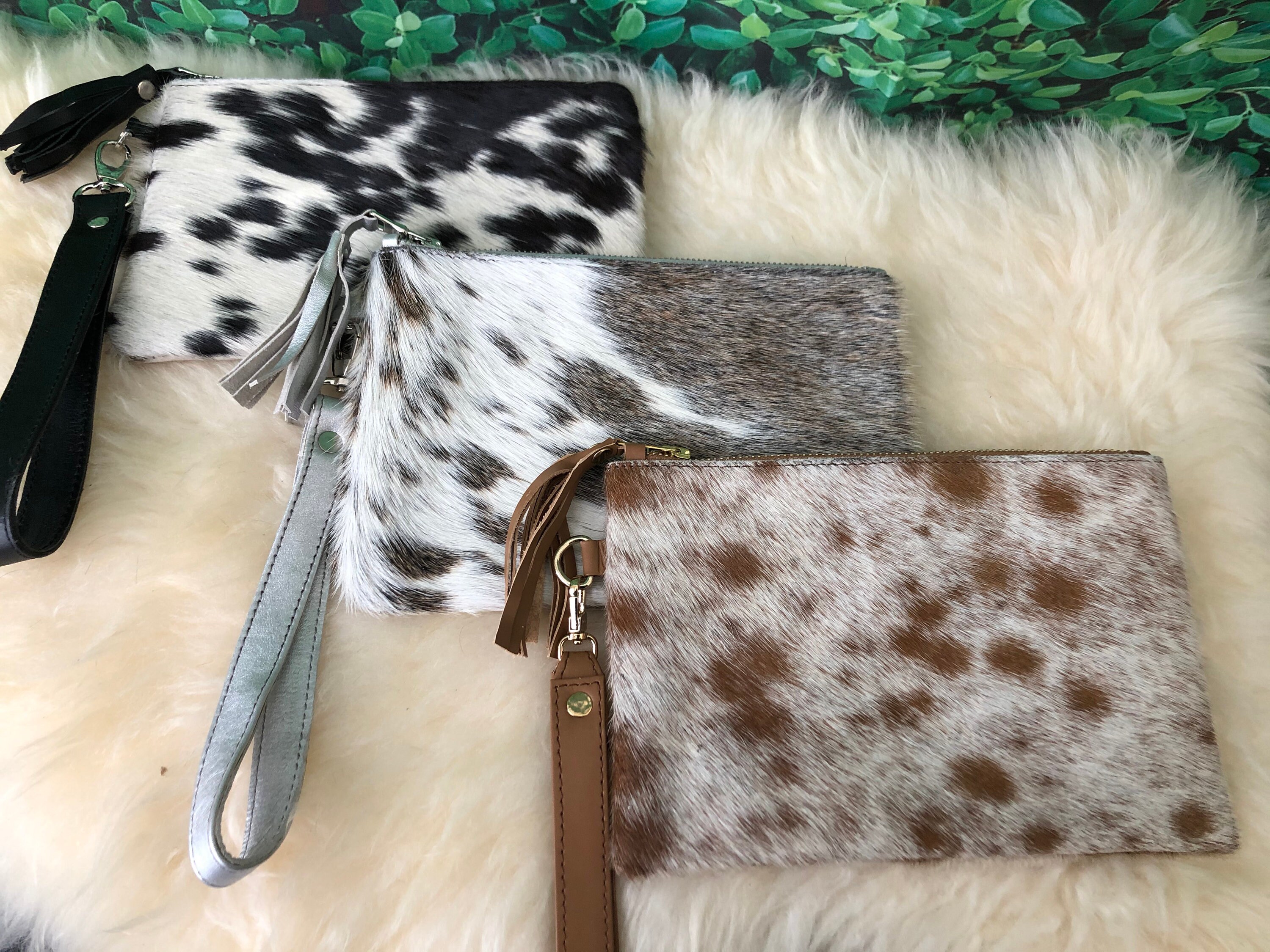 Real Cowhide Purse Crossbody Bag Western Handbag Wallet Clutch Black Brown  Leather Fur Gift Ideas for Her