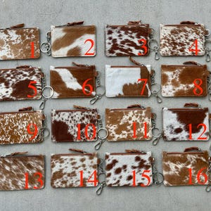 Western Cowhide Keychain Wallet Credit Card Holder Case Change Coin Purse Cowgirl Gifts for Her