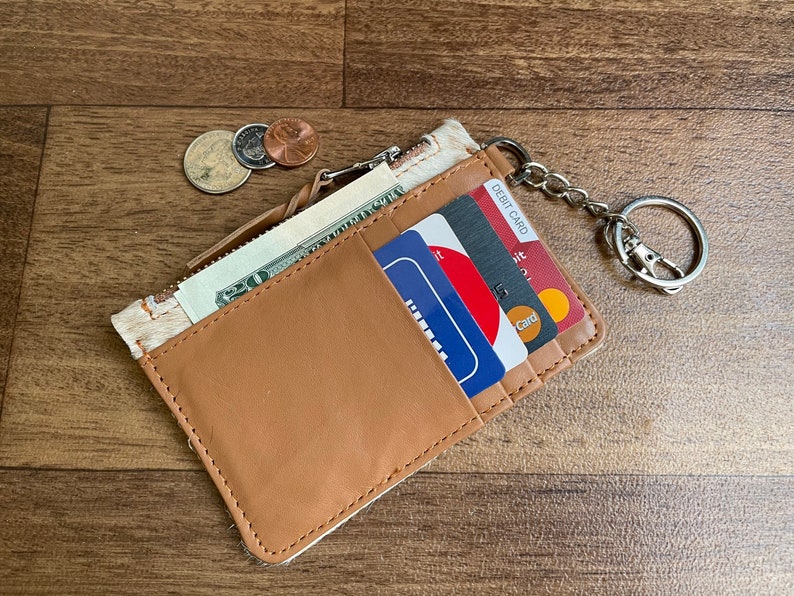Cowhide Keychain Wallet Credit Card Holder Case Change Coin Purse Gifts for Her