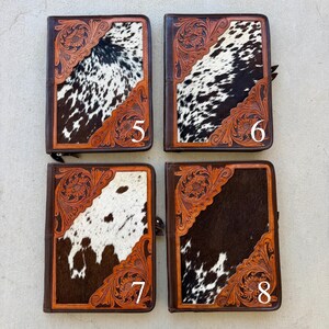Hand-Tooled Cowhide Leather Portfolio Padfolio Western Business Organizer Gift
