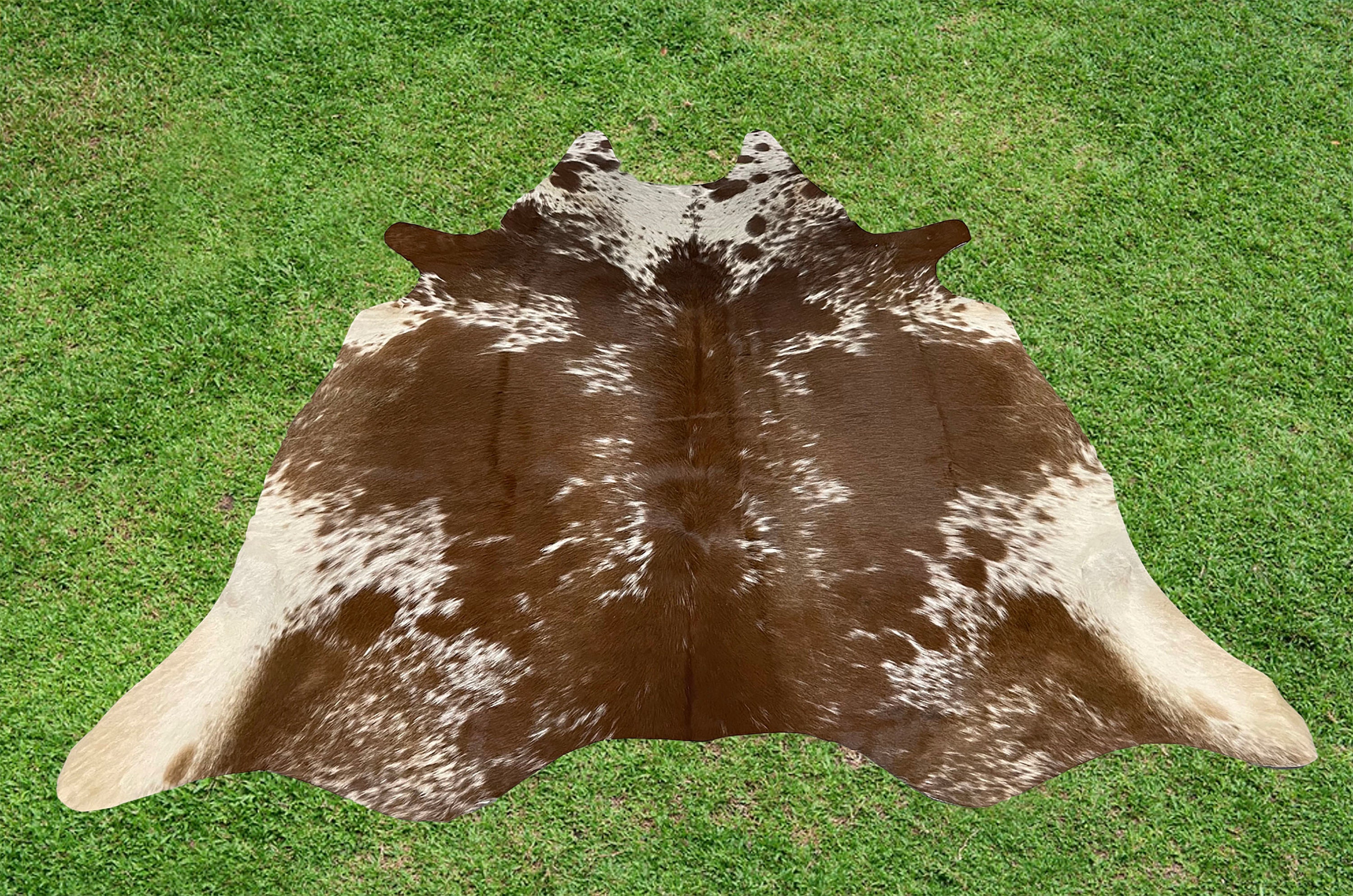 Alfombras de cuero de vaca marrón blanco ocultar piel pelo Etsy
