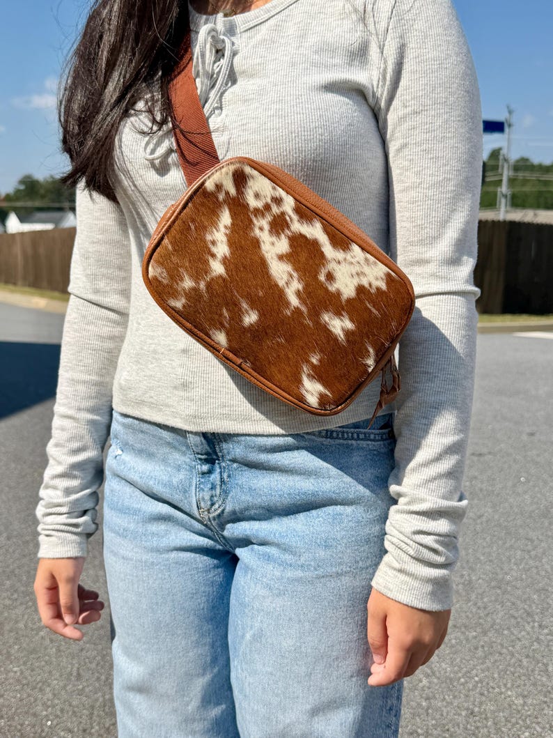 Cowhide Leather Fanny Pack: Western Sling Crossbody Bag Belt Bag