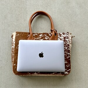 New Coffee Large Capacity Cowhide Spliced Canvas Satchel Bag Handbag MM049