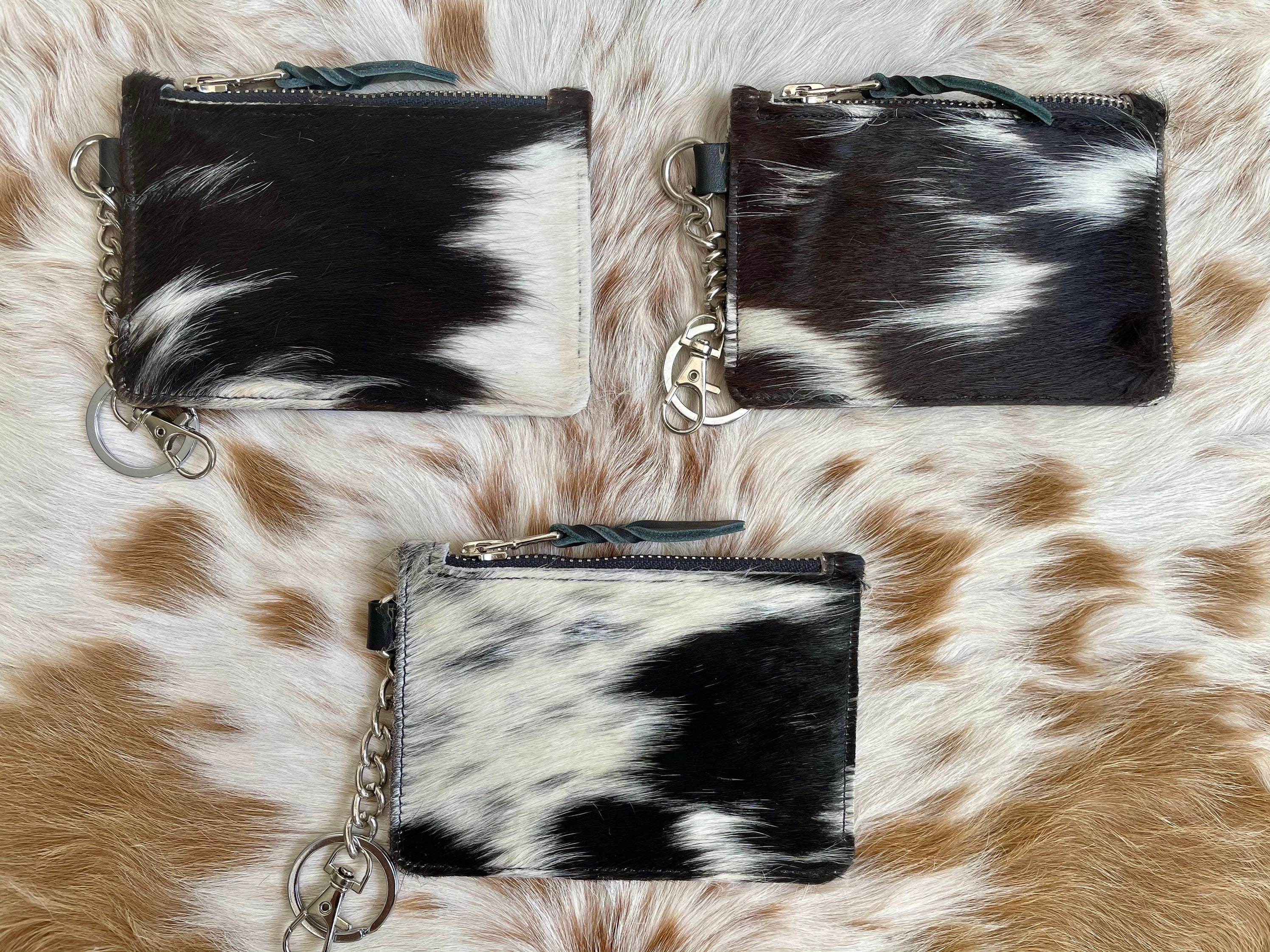 Cowhide Keychain Wallet Brown Leather Card Holder ID Case Key Etsy